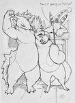 2_tails anthro arm_around_another armband bed belly biped bunk_bed claws dialogue digitigrade featureless_crotch flexing flotation_sac furniture group hair looking_at_another male male/male mohawk multi_tail nude open_mouth question ring size_difference smirking_at_another spiky_hair tail talking_to_another text trio scissurs nintendo pokemon ampharos floatzel generation_2_pokemon generation_4_pokemon pokemon_(species) typhlosion black_and_white english_text hi_res monochrome shaded sketch traditional_media_(artwork)