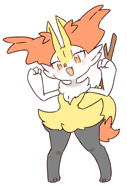 3_fingers 3_toes anthro arm_tuft biped black_body black_fur black_legs blush breasts cheek_tuft chest_tuft digitigrade dipstick_tail eyelashes facial_tuft featureless_breasts feet female female_anthro fingers flesh_fang fluffy fluffy_tail front_view fur hip_tuft inner_ear_fluff looking_at_viewer markings multicolored_body multicolored_fur neck_tuft nude nude_anthro nude_female object_in_tail open_mouth open_smile orange_body orange_eyes orange_fur orange_inner_ear_fluff orange_nose orange_tail_tip paw_pose pointy_ears pose prick_ears shoulder_tuft simple_background small_breasts smile snout solo standing stick stick_in_tail tail tail_markings toes tuft two_tone_tail white_background white_body white_fur white_hands yellow_body yellow_fur yellow_tail yakiniku628 nintendo pokemon braixen canid generation_6_pokemon mammal pokemon_(species) 2026 colored digital_drawing_(artwork) digital_media_(artwork) flat_colors hi_res