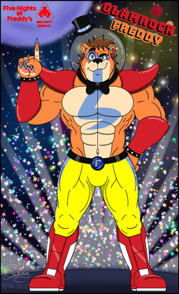anthro black_bow_tie black_nose boots bottomwear bow_tie bracelet brown_text clothing ear_piercing footwear gesture hand_gesture jewelry male muscular muscular_anthro muscular_male navel pants piercing planet pointing pointing_up red_boots red_clothing red_footwear red_text shoes smile solo space spacesuit spiked_bracelet spikes star text yellow_bottomwear yellow_clothing yellow_pants sondinker_fazbear's five_nights_at_freddy's five_nights_at_freddy's:_security_breach scott_cawthon scottgames steel_wool_studios glamrock_freddy bear humanoid mammal 2021 english_text hi_res