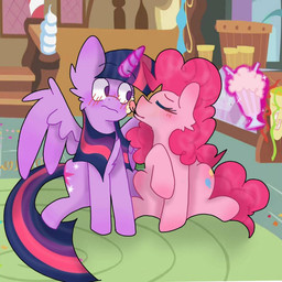 beverage blush duo face_lick female feral hooves horn licking milkshake raised_hoof sugarcube_corner telekinesis tongue wings coralcascade friendship_is_magic hasbro my_little_pony mythology pinkie_pie_(mlp) twilight_sparkle_(mlp) earth_pony equid equine horse mammal mythological_creature mythological_equine pony winged_unicorn 1:1