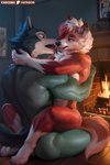 4_toes anthro anthro_on_anthro anthro_penetrated anthro_penetrating anthro_penetrating_anthro big_butt black_claws black_eyes black_nose butt claws detailed_background duo feet fire fireplace from_front_position fur gloves_(marking) grey_body grey_fur hair half-closed_eyes hug inside kissing leg_markings lotus_position male male/male male_penetrated male_penetrating male_penetrating_male markings muscular muscular_anthro muscular_male narrowed_eyes on_ground on_lap penetration red_body red_eyes red_fur red_hair sex sitting socks_(marking) thick_thighs toe_claws toes white_body white_fur white_hair chicobo beastars legoshi_(beastars) roxas_(projektrox) canid canine canis mammal wolf 2024 2:3 hi_res