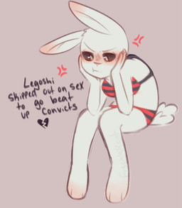 anthro blush blush_lines bottomwear bra clothed clothing ear_blush female panties pattern_bottomwear pattern_clothing pattern_panties pattern_underwear solo striped_bottomwear striped_clothing striped_panties striped_underwear stripes underwear freckledcoat beastars haru_(beastars) lagomorph leporid mammal rabbit hi_res