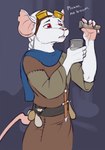 5_fingers alchemist anthro brown_clothing clothing dialogue eyewear eyewear_on_head fingers fur goggles goggles_on_head holding_vial male medieval_clothing red_eyes solo text white_body white_fur lord_magicpants mammal murid murine rat rodent 2019 english_text hi_res