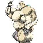 5_fingers anthro armpit_hair balls barazoku beard belly biceps big_balls big_bulge big_muscles big_pecs big_penis biped blonde_armpit_hair blonde_beard blonde_eyebrows blonde_facial_hair blonde_hair blonde_pubes blue_eyes body_hair bulge butt claws clothed clothed_anthro clothed_male clothing countershade_arms countershade_face countershade_fur countershade_legs countershade_torso countershading deltoids eyebrows facial_hair finger_claws fingerless_gloves fingers fishnet_clothing fishnet_underwear fur genitals gesture gloves grey_clothing grey_gloves grey_handwear grey_jockstrap grey_underwear hair handwear happy huge_balls huge_bulge huge_muscles humanoid_hands hyper hyper_muscles jockstrap looking_aside looking_at_viewer male male_anthro manly monotone_background musclegut muscular muscular_anthro muscular_male nipples open_mouth open_smile pecs penis penis_base pink_balls pink_nipples pink_penis pink_tongue pubes quads side_view simple_background smile smiling_at_viewer solo standing tail tan_body tan_fur teeth tongue tongue_out topless topless_anthro topless_male triceps underwear waving waving_at_viewer whisker_spots white_background oldshep tybalt_shaw canid canine canis domestic_dog mammal pit_bull 1:1 digital_media_(artwork) portrait shaded signature three-quarter_portrait