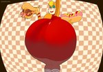 anthro bacon big_butt blonde_hair blue_eyes blush burger butt checkered checkered_background clothing eyebrows eyeshadow female fisheye_lens food footwear hair hot_dog huge_butt ketchup legwear lipstick looking_at_viewer looking_back looking_back_at_viewer makeup meat mustard pattern_background pattern_clothing pattern_footwear pattern_legwear pattern_socks presenting presenting_hindquarters raised_eyebrow raised_tail red_lipstick simple_background socks solo striped_clothing striped_footwear striped_socks stripes tail thick_thighs wide_hips yellow_body vimhomeless lilly_(vimhomeless) domestic_cat felid feline felis mammal 2023 absurd_res hi_res