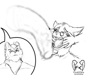 anthro balls biceps big_balls big_bulge big_muscles big_pecs big_penis bodily_fluids breath bulge claws clothed clothing comparing comparing_penis crackadaisy disembodied_penis dripping duo eyewear fellatio finger_in_mouth fingers flaccid forced forced_oral fur genitals glasses group hair holding_penis huge_balls huge_bulge huge_muscle huge_muscles huge_penis humanoid_genitalia humanoid_penis hyper hyper_genitalia hyper_penis looking_at_viewer male male/male mostly_offscreen_character mouth_hold mouth_play muscular muscular_anthro muscular_male nude open_mouth opening_mouth oral panting pecs penile penis presenting pubes saliva saliva_on_tongue saliva_string sex simple_background smile solo_focus teeth teeth_showing text tongue too_big trio tuft vein veiny_penis feralclaw lackadaisy mordecai_heller nicodeme_savoy serafine_savoy domestic_cat felid feline felis mammal digital_media_(artwork) hi_res
