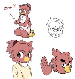 anthro blush clothed clothing egg feet hair humor implied_pregnancy male ponytail pregnancy_test pregnant pregnant_male pseudo_hair red_body smile smirk solo talons toes underwear dumbbird angry_birds chucklefish rovio_entertainment sega starbound avian avian_(starbound) bird meme