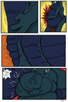 anthro belly belly_expansion expansion growth holding_stomach male muscle_growth muscular solo thick_thighs kogo mythology dragon mythological_creature mythological_scalie scalie 2:3 absurd_res comic hi_res