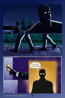 agent anime_glasses central_intelligence_agency clothing duo eyewear glasses male night not_furry ringing_bell scientist silhouette sound_effects star suit text thought_bubble walking pspspsy human mammal 2:3 absurd_res comic english_text hi_res