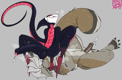 anal anthro balls big_penis black_body black_exoskeleton bodily_fluids cum cumshot duo ejaculation erection exoskeleton facesitting foreskin genital_fluids genitals grey_background hands-free huge_penis humanoid_genitalia humanoid_penis larger_male larger_sub long_penis male male/male male_rimming_male oral oral_orgasm orgasm penis rimming sex simple_background sitting sitting_on_another size_difference smaller_male smaller_on_top smaller_rimmed submissive tail vein veiny_penis raddanart hollow_knight_(franchise) team_cherry church_(tasla_venhyle) fallow_llewellyn fan_character arthropod mammal rodent sciurid tree_squirrel hi_res nonbinary_(lore)