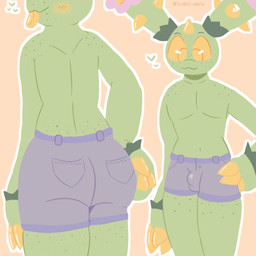 anthro big_butt blush bottomwear bulge butt cactus clothed clothing daisy_dukes denim denim_bottomwear denim_clothing denim_shorts freckled_legs freckled_shoulders freckled_thighs freckles front_view green_body heart_symbol hotpants looking_down male partially_clothed plant rear_view shorts solo thick_thighs tongue tongue_out yellow_eyes sodacrumble nintendo pokemon marlowe_(sodacrumble) elemental_creature flora_fauna generation_5_pokemon maractus pokemon_(species) 1:1 hi_res
