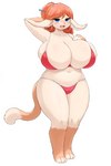 anthro big_breasts bikini breasts clothed clothing female holding_breast huge_breasts simple_background solo swimwear two-piece_swimsuit inake capri's_mom_(doxxyl) mammal 2:3 absurd_res hi_res