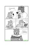 2021 absurd_res anthro bear beargarbage boo-boo_bear clothing comic dialogue duo english_text eyes_closed food hanna-barbera hat headgear headwear hi_res humanoid_hands jellystone_(hbo_max) male mammal necktie shirt sitting slightly_chubby text topwear yogi_bear yogi_bear_(character)