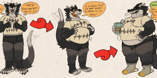 anthro biped black_clothing black_underwear boxers_(clothing) burp_cloud burping clothed clothing dessert dialogue food footwear fur grey_body grey_fur ice_cream male morbidly_obese morbidly_obese_anthro morbidly_obese_male obese obese_anthro obese_male overweight overweight_anthro overweight_male pantsless pantsless_anthro pantsless_male shirt simple_background socks solo t-shirt talking_to_viewer tan_background text topwear torn_clothing torn_footwear torn_socks underwear weight_gain hownd mythology reuben_(hownd) canid canine canis dragon hybrid mammal mythological_creature mythological_scalie scalie wolf 2024 absurd_res english_text hi_res sequence