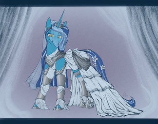 accessory armor clothing crown dress female feral flower flower_in_hair garter hair hair_accessory headgear headwear horn legwear plant plate_armor scale_armor simple_background smile solo stockings tail tiara wedding_dress wedding_veil stray_prey hasbro my_little_pony mythology fan_character sunbeam_(stray_prey) equid equine mammal mythological_creature mythological_equine unicorn 2025 absurd_res digital_drawing_(artwork) digital_media_(artwork) hi_res