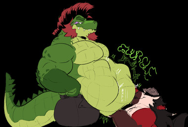 belly belly_worship body_worship canisdawgh digestion duo implied_fatal kiss_on_belly kissing male male/male male_pred muscular overweight scales size_difference smile smirk tail teeth vore worship canisd invader_(invaderthegator) alligator alligatorid canid canine canis crocodilian mammal reptile scalie wolf