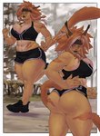 2024 5_fingers abs accessory anthro athletic athletic_anthro athletic_female big_breasts black_lips black_nose bodily_fluids bottomwear boudica_buffkin bra breasts butt cleavage clothed clothed_anthro clothed_female clothing didihell digital_media_(artwork) dolphin_shorts felid feline female fingers footwear fur grey_highlights hair headband hi_res highlights_(coloring) hollandworks humanoid_face jogging lips mammal mature_anthro mature_female multicolored_hair muscular muscular_anthro muscular_female navel orange_body orange_fur orange_hair outside park scar shoes short_hair shorts sneakers solo sports_bra story story_in_description sweat tan_body tan_fur underwear wide_hips