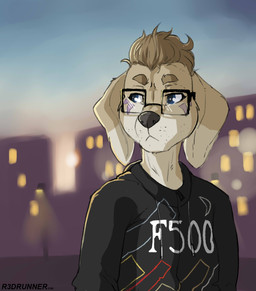 black_nose clothing eyewear fur glasses hoodie outside solo sunset tan_body tan_fur topwear r3drunner mocha_(r3drunner) canid canine canis domestic_dog mammal digital_media_(artwork) hi_res portrait