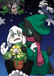 anthro group male kurogin_(artist) deltarune undertale undertale_(series) asriel_dreemurr asriel_dreemurr_(god_form) flowey_the_flower photoshop_flowey ralsei boss_monster_(undertale) bovid caprine goat mammal hi_res