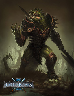 anthro armor axe biped bodily_fluids bone bottomwear claws clothing detailed_background fangs front_view green_body green_scales logo loincloth long_tail looking_at_viewer male melee_weapon outside saliva scales skull snarling solo spiked_tail spikes spikes_(anatomy) standing swamp tail teeth toe_claws tongue weapon yellow_eyes unknown_artist imperian iron_realms kohdon lizard reptile scalie detailed digital_media_(artwork) digital_painting_(artwork) green_theme hi_res painting_(artwork) shaded watermark