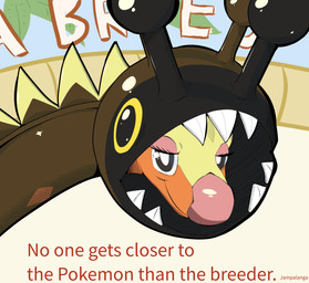 ambiguous_gender bedroom_eyes eyelashes female feral half-closed_eyes horn looking_at_viewer narrowed_eyes seductive smile solo text jampalanga nintendo pokemon farigiraf generation_2_pokemon generation_9_pokemon mammal pokemon_(species) absurd_res digital_media_(artwork) hi_res meme