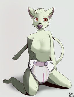ageplay anthro clean_diaper clothed clothing diaper diaper_only female fur infantilism object_in_mouth pacifier pacifier_in_mouth purple_pacifier roleplay simple_background sitting solo topless wearing_diaper wetness_indicator hazy-katu domestic_cat felid feline felis mammal absurd_res digital_drawing_(artwork) digital_media_(artwork) hi_res