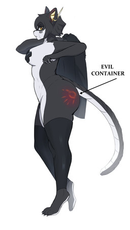 anthro bangs big_butt biped black_body breasts butt butt_slap clothing electronics female female_anthro legwear looking_at_viewer nipple_tape pasties side_view simple_background slap solo spank_marks standing tail tape text white_background wide_hips yellow_eyes ratxiao evil_container domestic_cat felid feline felis mammal english_text hi_res meme