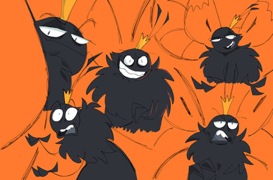 2_antennae 3_fingers ambiguous_gender annoyed anthro black_body black_eyelids crown evil_grin eye_bags eyespots fingers grey_tongue grin gums headgear markings monotone_body narrowed_eyes noodle_arms open_mouth orange_wings ruff small_wings smile smug solo surprised teeth thin_arms tongue toothy_grin two_tone_wings wings stellantiswake disney hoppers_(disney) pixar titus_(hoppers) arthropod butterfly insect lepidopteran flat_colors hi_res