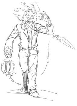 boots clothed clothing footwear lamp lantern not_furry shoes solo standing doublebit_(artist) league_of_legends riot_games tencent thresh ghost spirit undead greyscale monochrome sketch