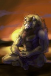 abs anthro biceps biped crossed_legs crosslegged_pose eyes_closed fur male meditation muscular muscular_anthro muscular_male pecs pose sitting solo yoga gweek felid lion mammal pantherine