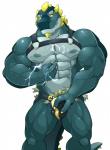 abs anthro bulge clothed clothing electricity hand_on_bulge harness jockstrap male money muscular muscular_anthro muscular_male navel nipples pecs simple_background solo stripper topless underwear white_background maldu xerhom hekar dinosaur prehistoric_species reptile scalie absurd_res hi_res