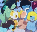 absurd_res adventure_time ambiguous_gender anthro big_breasts bikini_babes blush bmo bodily_fluids breasts cake_the_cat cartoon_network clothing eyes_closed felid feline female fionna_the_human genitals glistening glistening_body group hi_res human indirect_incest_(lore) legwear machine mammal nipples nude pussy robot saliva sibling_(lore) sister_(lore) sisters_(lore) sleeping somescrub
