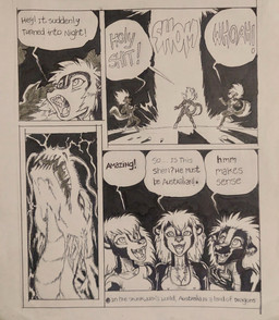 ambiguous_gender anthro breasts chest_tuft cleavage clothed clothing dialogue female feral fluffy fluffy_tail fur group hair nipple_outline shirt tail tank_top text topwear tuft mariano dragon_ball mythology lori_(jmh) natasha_(jmh) onyx_(jmh) shenron dragon eastern_dragon mammal mephitid mythological_creature mythological_scalie scalie skunk black_and_white comic english_text hi_res monochrome