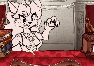 accessory anthro book breasts castle cat_tail claws clothed clothing crown dress duo female finger_claws flower flower_in_hair freckled_face freckled_shoulders freckles furniture gameplay_mechanics hair hair_accessory headgear jewelry long_hair male male/female mouse_tail necklace pawpads plant running sharp_teeth small_breasts table teeth emmacat64 muhny princess_nino_(muhny) mammal mouse murid murine rodent animated sketch