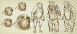 anthro clothed clothing dewlap_(anatomy) feet feral frog_feet group gular_sac hair male membrane_(anatomy) mid_transformation partially_clothed sketchy solo suspenders tattoo toes transformation trio webbed_feet fabien_ouvrard the_animal_kingdom_(film) amphibian frog human mammal concept_art hi_res model_sheet monochrome