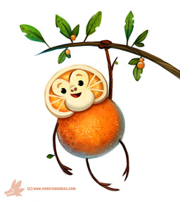 ambiguous_gender beady_eyes black_eyes branch food fruit humor leaf open_mouth orange_(fruit) plant pun simple_background solo text visual_pun white_background wood piper_thibodeau ape elemental_creature flora_fauna food_creature haplorhine living_fruit living_orange mammal orangutan primate digital_media_(artwork) digital_painting_(artwork) painting_(artwork) url