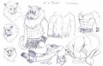 anthro backsack balls bottomwear bottomwear_down butt clothed clothing flaccid genitals male mane mooning nude pants pants_down partially_clothed penis solo topless gerardson bandai_namco digimon digimon_(species) felid leomon mammal monochrome