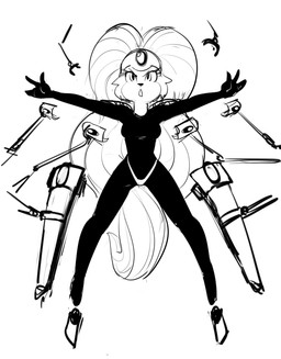 anthro armor athletic athletic_anthro athletic_female big_eyes big_hair big_iris big_pupils biped bodysuit breasts cheek_tuft clothed clothed_anthro clothed_female clothing determined extended_arms eyelashes facial_tuft female fingers footwear fur fur_tuft gem hair headgear helmet humanoid_hands iris long_hair medium_breasts open_mouth pupils sabatons shoes skinsuit solo spread_eagle straight_legs suiting_up tight_clothing tuft vambrace wide_hips dbaru bucky_o'hare_(series) jenny_(bucky_o'hare) domestic_cat felid feline felis mammal 2018 black_and_white digital_drawing_(artwork) digital_media_(artwork) full-length_portrait hi_res monochrome portrait sketch