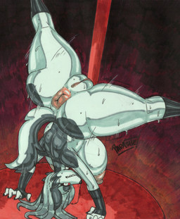 abstract_background anthro anus areola big_anus big_areola big_breasts big_butt black_clothing black_gloves black_handwear bodily_fluids breasts bubble_butt butt claws clothing curvy_figure dancing eyelashes eyeshadow female finger_claws fingerless_gloves fluffy fluffy_tail fur genitals gloves grey_body grey_eyeshadow grey_fur grey_hair hair handstand handwear huge_areola huge_breasts huge_butt huge_hips huge_thighs long_hair long_tail looking_at_viewer looking_back looking_back_at_viewer makeup motion_lines multicolored_body multicolored_fur nipples nude nude_anthro nude_female plump_labia pole pole_dancing puffy_nipples red_sclera sharp_teeth smile snaggle_teeth solo spread_legs spreading stripper_pole sweat sweatdrop tail teeth text thick_thighs two_tone_body two_tone_fur voluptuous voluptuous_anthro voluptuous_female vulva white_body white_eyes white_fur wide_hipped_anthro wide_hipped_female wide_hips parasitedeath hellaverse helluva_boss mythology loona_(helluva_boss) canid canid_demon canine demon hellhound mammal mythological_canine mythological_creature 2025 absurd_res artist_name graphite_(artwork) hi_res marker_(artwork) traditional_media_(artwork) watermark