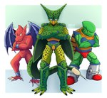 anklet bracelet clothed clothing crossed_arms featureless_crotch gloves green_body group handwear humanoid_pointy_ears jewelry machine male membrane_(anatomy) membranous_wings nude pointy_ears red_body speedo swimwear tail trio wings snow_pounder_(artist) capcom demon's_crest dragon_ball f-zero gargoyle's_quest ghosts_'n_goblins nintendo cell_(dragon_ball) firebrand imperfect_cell pico_(f-zero) alien android arthropod bio-android_(dragon_ball) demon gargoyle red_arremer robot absurd_res hi_res