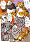 2014 anthro balls bear better_late_than_never big_breasts blush breasts butt claws comic daigaijin dialogue dreamworks english_text erection felid female fight filth fur genitals giant_panda group kung_fu_panda male mammal master_po_ping master_tigress murid murine muscular nipples nude painting_(artwork) pantherine penis punch pus pussy pustule rat rodent std text tiger traditional_media_(artwork) vein watercolor_(artwork)