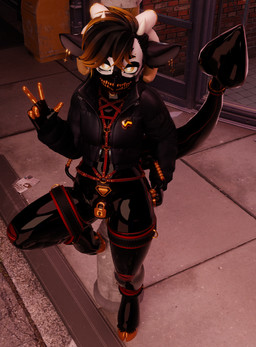 anthro clothing goatbovid handles_on_hips harness hooves intersex latex latex_clothing latex_skinsuit mask null_bulge skinsuit solo tight_clothing rimfire bovid caprine caprine_demon demon goat goat_demon mammal 3d_(artwork) absurd_res digital_media_(artwork) hi_res