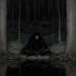 ambiguous_gender black_body claws creepy darkness dead_tree detailed_background faceless flower forest front_view grass lake log night nightmare_fuel not_furry nude plant reflection roots sitting solo tendrils tree waiting water wood stargrave humanoid monster 1:1 2015 dark_theme hi_res