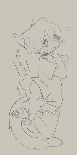 ambiguous_gender anthro bodily_fluids bottomwear chibi claws clothing collar doll duo hair heart_symbol male male/ambiguous pawpads paws shirt shorts size_difference tail tears text topwear whiskers seuppi mochikuma_(seuppi) animate_inanimate bear domestic_cat felid feline felis living_doll mammal korean_text