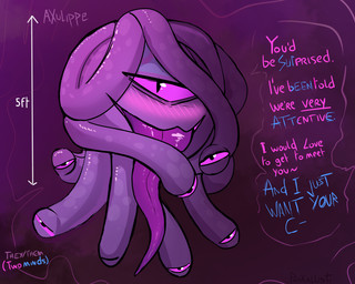 1_eye ambiguous_gender big_tongue dialogue floating looking_at_viewer multi_eye offering_sex plurality purple_body purple_eyes purple_tongue solo tentacle_eye text tongue pankallisti dungeons_and_dragons hasbro wizards_of_the_coast beholder english_text sketch nonbinary_(lore)