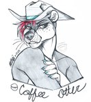 anthro clothing cowboy female hat headgear headwear solo western thehuntingwolf mammal mustelid otter sly hi_res sketch