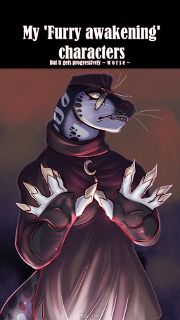 4_fingers anthro biped claws clenched_teeth clothing eyewear female finger_claws fingers glance glasses grey_body grey_skin hat headgear headwear humanoid_pointy_ears looking_at_viewer multicolored_body multicolored_skin pointy_ears purple_body purple_skin red_clothing red_robe robe solo spread_fingers tail tan_sclera teeth text thick_tail two_tone_body two_tone_skin whiskers white_text maystrine hhvoh_(maystrine) aquatic leopard_seal mammal pinniped seal 2023 9:16 artist_name colored digital_drawing_(artwork) digital_media_(artwork) digital_painting_(artwork) english_text half-length_portrait hi_res meme painting_(artwork) portrait shaded