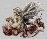 exuvia female molting monster_girl_(genre) solo tail technophilia unimpressed wings ibukichi capcom monster_hunter mythology animal_humanoid dragon dragon_humanoid elder_dragon humanoid kushala_daora mammal mythological_creature mythological_scalie scalie