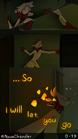 anthro brown_body city dark dark_city dialogue dominant dramatic_lighting glowing glowing_eyes glowing_lights green_eyes horror_(theme) male neon_lighting night ominous orange_eyes predator/prey rainy_city scared text threatening urban young young_male nava_chendler a_world_of_losers_(nava_chendler) astraconia_(nava_chendler) daisy_(nava_chendler) eyelet_(nava_chendler) canid canine canis demon ink_demon mammal wolf 4k 9:16 absurd_res comic digital_media_(artwork) english_text hi_res story