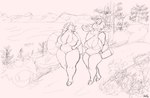 anthro anthro_on_anthro antler_grab antlers big_breasts bra breasts carrying_another closed_smile clothed clothing cloven_hooves cross-eyed detailed_background eyewear female female/female front_view glasses hair hand_on_own_belly handbag hooves horn huge_breasts huge_thighs lake larger_anthro larger_female life_ring looking_at_another looking_up mountain mouth_closed outside panties piggyback size_difference slightly_chubby slightly_chubby_anthro slightly_chubby_female smaller_anthro smaller_female smile solo swim_ring swimwear thick_thighs underwear underwear_only unguligrade walking wearing_glasses mcdoogiy aansa emma_(salaciousmoo) gerry_(mcdoogiy) bovid bovine cattle deer lagomorph leporid mammal moose new_world_deer rabbit 2023 absurd_res black_and_white digital_drawing_(artwork) digital_media_(artwork) hi_res monochrome signature sketch